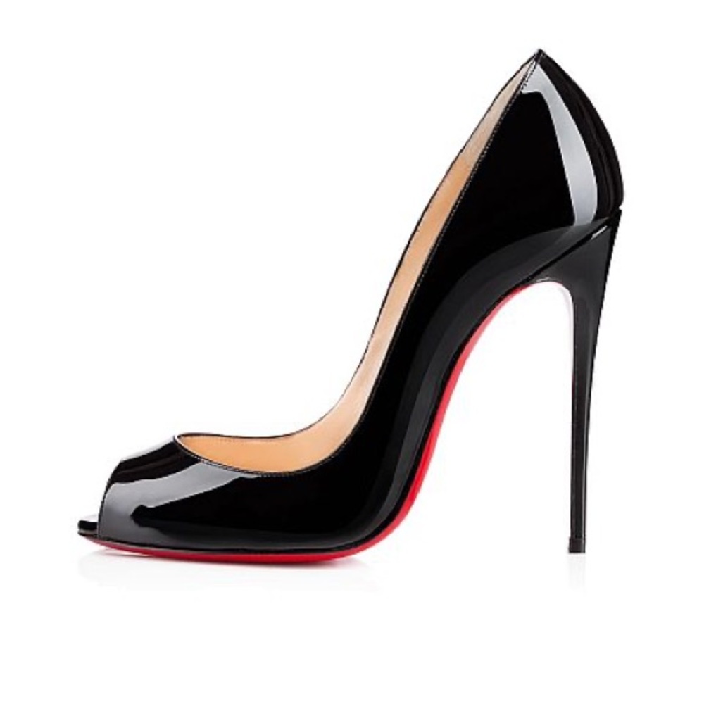 Christian Louboutin Black Patent Peep Toe Heels